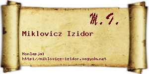 Miklovicz Izidor névjegykártya